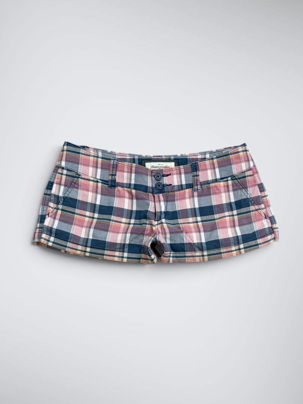 VTG Y2K Abercrombie & Fitch Pink Plaid Ultra Low Rise Micro Mini Shorts